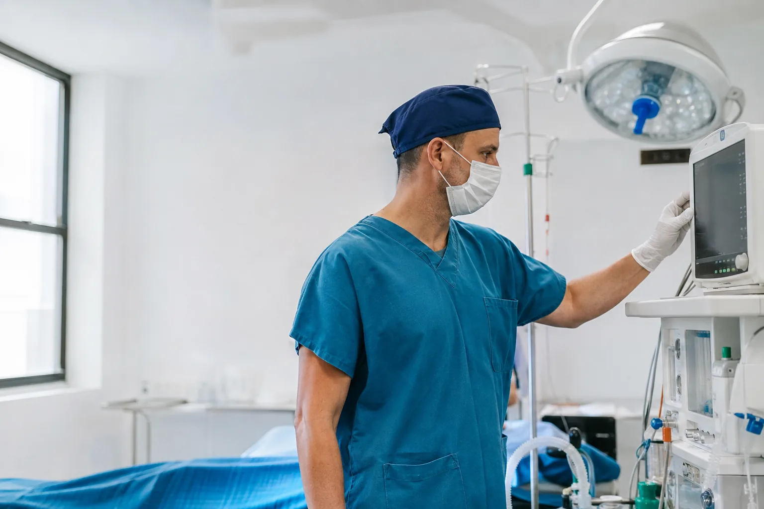 Profissional de Anestesiologia em sua atividade