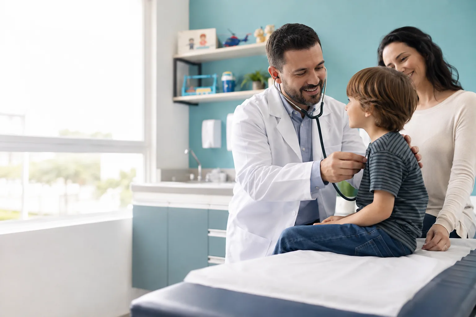 Profissional de Pediatria em sua atividade